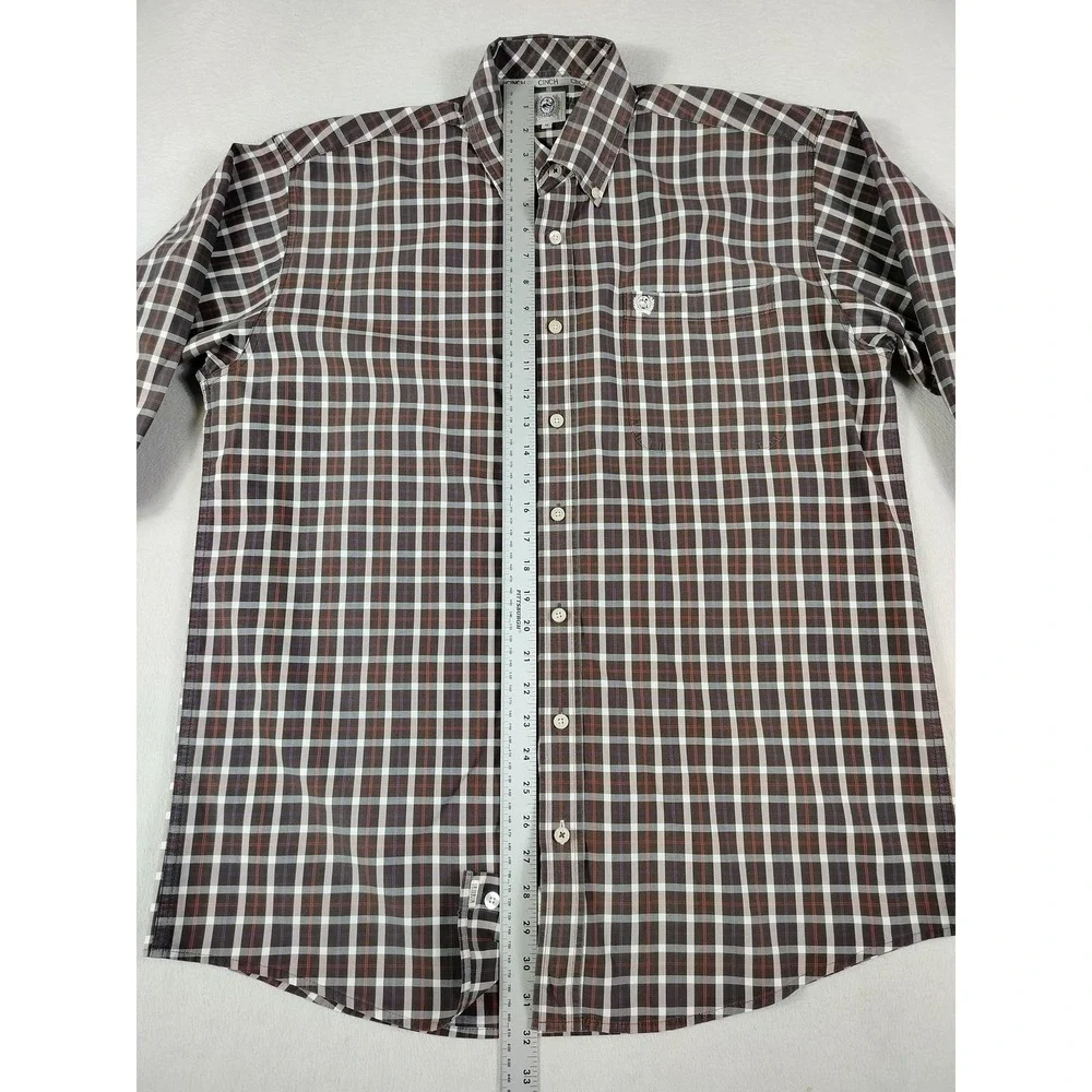 Cinch Shirt‎ Mens Medium Black Red Plaid Button Westerncore Rodeo Cowboycore - Picture 8 of 10